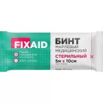 Бинт марлевый медицинский стерильный, Fixaid (Фиксэйд) р. 5мх10см 1 шт ГОСТ